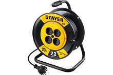 Удлинитель на катушке без заземления, ПВС 2х0.75 мм², 20 м, 2200 Вт, STAYER S-207,  55073-20_z02 Удлинитель на катушке без заземления, ПВС 2х0.75 мм², 20 м, 2200 Вт, STAYER S-207,  55073-20_z02