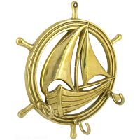 Вешалка "ШТУРВАЛ" 16х16 латунь полированная, 3 крючка, 00072 Вешалка "ШТУРВАЛ" 16х16 латунь полированная, 3 крючка, 00072