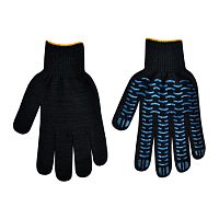 Перчатки х/б черные/серые, 10 класс 5 нитей, с ПВХ "Волна" Перчатки х/б черные/серые, 10 класс 5 нитей, с ПВХ "Волна"