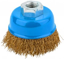 Корщетка-чашка 75 мм, стальная латунированная волнистая проволока, гайка М14, (MOS), 38942М*** Корщетка-чашка 75 мм, стальная латунированная волнистая проволока, гайка М14, (MOS), 38942М***