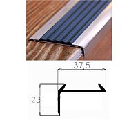 Порог АЛ-259-С 1,5м противоскольз., Угол алюминевый с резиновой вставкой 37,5X23 Порог АЛ-259-С 1,5м противоскольз., Угол алюминевый с резиновой вставкой 37,5X23
