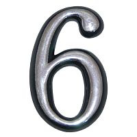 Цифра квартирная самоклеющая "6" цвет:хром полир.К Цифра квартирная самоклеющая "6" цвет:хром полир.К