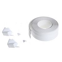 Лента-бордюр для раковин и ванн, 38 мм х 3,35 м, белая, с 2 уголками, фигурная, "4WALLS", STB570B Лента-бордюр для раковин и ванн, 38 мм х 3,35 м, белая, с 2 уголками, фигурная, "4WALLS", STB570B