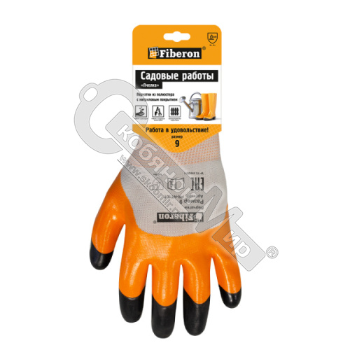 Перчатки «Для садовых работ: ПЧЕЛКА», полиэстер, нитриловое покрытие, в и/у, 9(L), Fiberon PR-NT101 