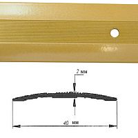 Порог АЛ-125-С 1,8м    золотой металлик  , Стык алюминевый , 40 мм