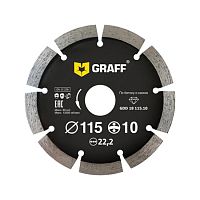 Диск алмазный по камню 115х10х2.0х22,23 мм, сегментный, GRAFF, 19115 Диск алмазный по камню 115х10х2.0х22,23 мм, сегментный, GRAFF, 19115