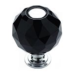 Ручка кнопка латунь с чёрным кристаллом глянцевый хром, 0737-520-2-BLACK Ручка кнопка латунь с чёрным кристаллом глянцевый хром, 0737-520-2-BLACK