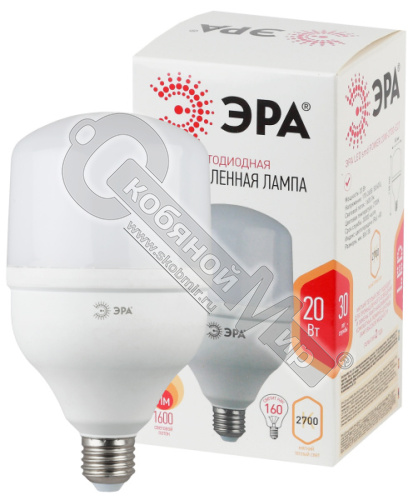 Лампа светодиодная (колокол) ЭРА STD LED POWER T80-20W-6500-E27, холодный дневной свет