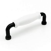 Ручка-скоба мебельная 96 мм черная с белой керамической вставкой SOLLER, 1258-96*** Ручка-скоба мебельная 96 мм черная с белой керамической вставкой SOLLER, 1258-96***