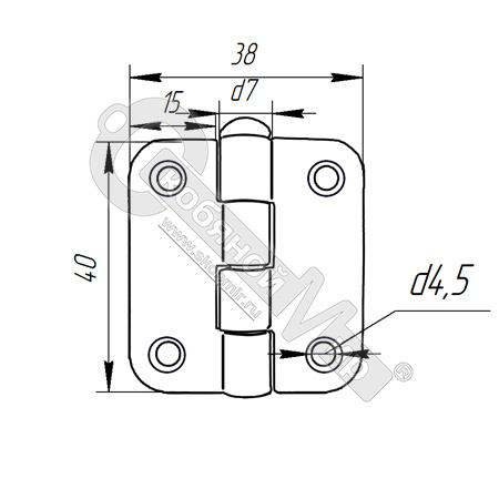 Петля универсальная П-40-С, белый  /100/ фото 2 Петля универсальная П-40-С, белый  /100/ фото 2