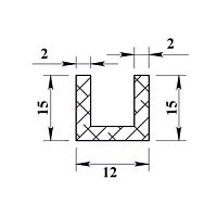 Швеллер алюминиевый 15х12х15х2,0 мм - 2,0 м Швеллер алюминиевый 15х12х15х2,0 мм - 2,0 м
