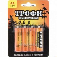 Батарейка Трофи пальчиковая (АА) R6-4S Классика, солиевая (1 шт.), Б0012906 Батарейка Трофи пальчиковая (АА) R6-4S Классика, солиевая (1 шт.), Б0012906
