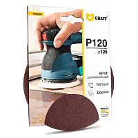 Круг шлифовальный самозацепляющийся 125 мм P120 (уп. 5 шт.), GRAFF, 136125120 Круг шлифовальный самозацепляющийся 125 мм P120 (уп. 5 шт.), GRAFF, 136125120