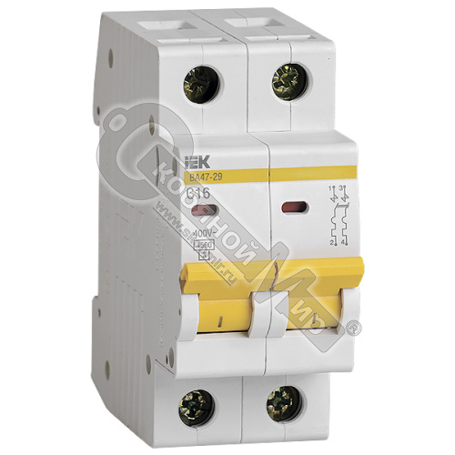 Автоматический выключатель 2Р 16А ВА47-29 4,5кА характеристика С ИЭК Автоматический выключатель 2Р 16А ВА47-29 4,5кА характеристика С ИЭК