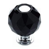 0737-520-2-BLACK Ручка кнопка, латунь с чёрным кристаллом, глянцевый хром