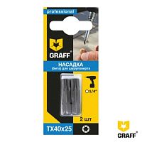 Бита TX 40x25 мм "звездочка", в блистере (2 шт.), GRAFF, 334025 Бита TX 40x25 мм "звездочка", в блистере (2 шт.), GRAFF, 334025