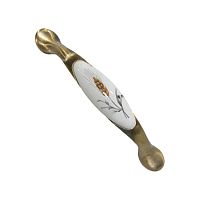 Ручка-скоба мебельная 96 мм античная бронза+фарфор/колосок, 201101/20592*** Ручка-скоба мебельная 96 мм античная бронза+фарфор/колосок, 201101/20592***