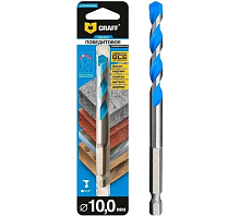 Сверло победитовое 10х60х120 мм, в блистере, GRAFF, 681060 Сверло победитовое 10х60х120 мм, в блистере, GRAFF, 681060