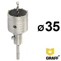 Коронка по бетону 35 мм SDS+, c центровочным сверлом 110 мм, GRAFF, 6335110 Коронка по бетону 35 мм SDS+, c центровочным сверлом 110 мм, GRAFF, 6335110