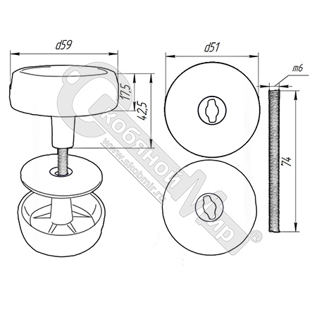 Ручка-кнопка РК -1 антик дуб (30) фото 2 Ручка-кнопка РК -1 антик дуб (30) фото 2