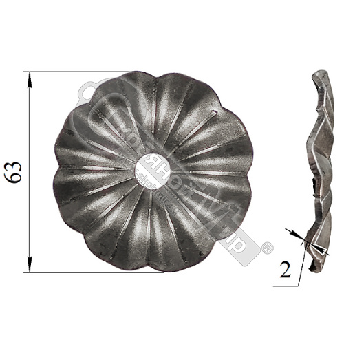 Цветок штампованный 63х2 мм Китай*** фото 2 Цветок штампованный 63х2 мм Китай*** фото 2