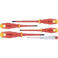 Набор отверток диэлектрических до 1000В, тестер, CrV, двухкомпонент. рукоятки (5шт.), Сибртех, 12937 Набор отверток диэлектрических до 1000В, тестер, CrV, двухкомпонент. рукоятки (5шт.), Сибртех, 12937