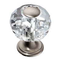 0737-006-1 Ручка кнопка, латунь с кристаллом, эксклюзивная коллекция, никель