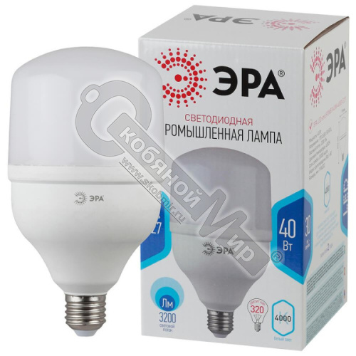 Лампа светодиодная (колокол) ЭРА STD LED POWER T120-40W-6500-E27, холодный дневной свет