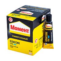 Клей "Момент Классик Гель", универсальный, водостойкий, 30 мл, шоу-бокс, 2367996 Клей "Момент Классик Гель", универсальный, водостойкий, 30 мл, шоу-бокс, 2367996