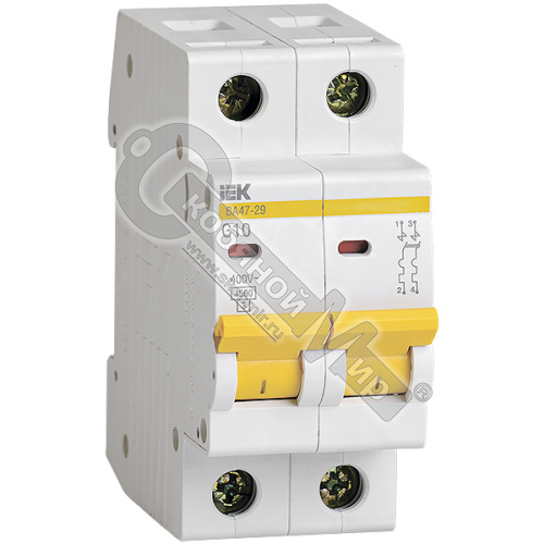 Автоматический выключатель 2Р 10А ВА47-29  4,5кА характеристика С ИЭК