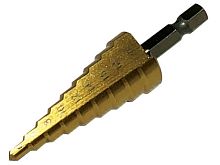 Сверло ступенчатое по металлу 9ст: d=4-12 мм, L=75 мм, спиральная кромка, USP, 36400 Сверло ступенчатое по металлу 9ст: d=4-12 мм, L=75 мм, спиральная кромка, USP, 36400