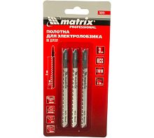 Набор пилок для электролобзика по дереву, T101B, HCS, 75 х 2,5 мм (3 шт.), Matrix, 78201 Набор пилок для электролобзика по дереву, T101B, HCS, 75 х 2,5 мм (3 шт.), Matrix, 78201