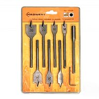 Набор сверл перовых по дереву 9 пред: 14-30х152мм,удлин.,ключ угл."Hagwert", 559199*** Набор сверл перовых по дереву 9 пред: 14-30х152мм,удлин.,ключ угл."Hagwert", 559199***