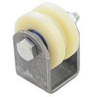 Ролик капролон d=50 мм под трубу профильную 10х10 мм на платформе, К2526 Ролик капролон d=50 мм под трубу профильную 10х10 мм на платформе, К2526