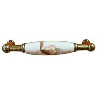 20549 Ручка-скоба 96мм,античная бронза+фарфор/лотос на ножке,F 20549 Ручка-скоба 96мм,античная бронза+фарфор/лотос на ножке,F