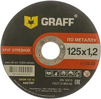Круг отрезной по металлу 125x1.2x22.23 мм, GRAFF, 9012512 Круг отрезной по металлу 125x1.2x22.23 мм, GRAFF, 9012512