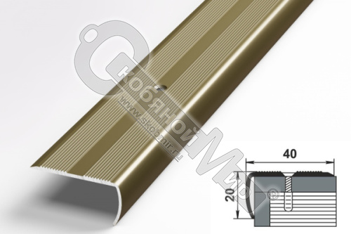 Порог АЛ-259-С    1,8м   шоколад  Угол алюминевый с резиновой  вставкой 37,5X23