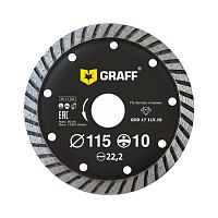 Диск алмазный по камню 115х10х2.5х22,23 мм, ТURBO сухой/влажный рез, GRAFF (уп. 10 шт.), 20115 Диск алмазный по камню 115х10х2.5х22,23 мм, ТURBO сухой/влажный рез, GRAFF (уп. 10 шт.), 20115