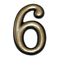 Цифра квартирная самоклеющая "6" цвет:латунь Цифра квартирная самоклеющая "6" цвет:латунь