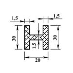 Двутавр алюминиевый 30х20х30х1,5 мм - 2,0 м Двутавр алюминиевый 30х20х30х1,5 мм - 2,0 м