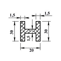 Двутавр алюминиевый 30х20х30х1,5 мм - 2,0 м Двутавр алюминиевый 30х20х30х1,5 мм - 2,0 м