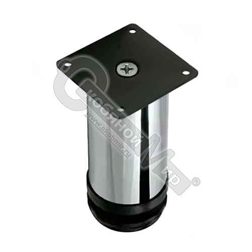 Ножка мебельная 100 мм, хром с черным подпятником,  109305*** 