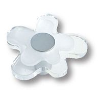 Ручка кнопка детская цветок белый BRASS, 678CR Ручка кнопка детская цветок белый BRASS, 678CR