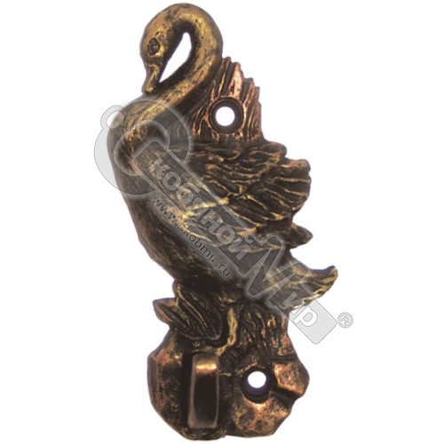 Крючок "Лебедь" окрашенный,патинированный,цвет:бронза