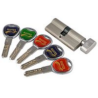 Цилиндровый механизм Master 80МВ SN никель ключ/вертушка 5 цв.ключей Цилиндровый механизм Master 80МВ SN никель ключ/вертушка 5 цв.ключей