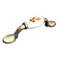 Ручка-скоба 96 мм античная бронза+фарфор/дубок, 20547/200269*** Ручка-скоба 96 мм античная бронза+фарфор/дубок, 20547/200269***