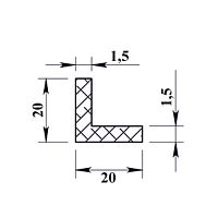 Уголок алюминиевый 20х20х1,5 мм - 2,0 м Уголок алюминиевый 20х20х1,5 мм - 2,0 м