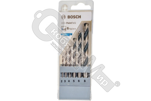 Набор сверл HSS PointTeQ, D=2-8 мм (6 шт.), BOSCH
