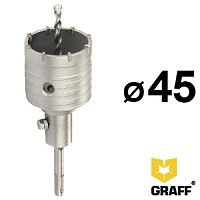 Коронка по бетону 45 мм SDS+, c центровочным сверлом 110 мм, GRAFF, 6345110 Коронка по бетону 45 мм SDS+, c центровочным сверлом 110 мм, GRAFF, 6345110
