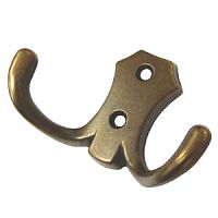 Крючок 2-х рожковый, К203 AB, старинная латунь, Boyard Крючок 2-х рожковый, К203 AB, старинная латунь, Boyard